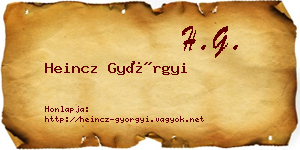 Heincz Györgyi névjegykártya